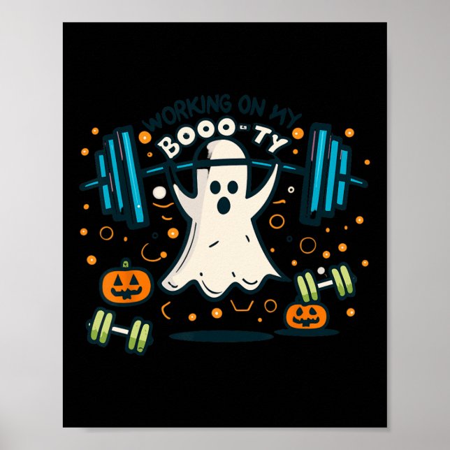 On My Boo-ty Funny Booty Halloween Ghost Workout  Poster (Front)