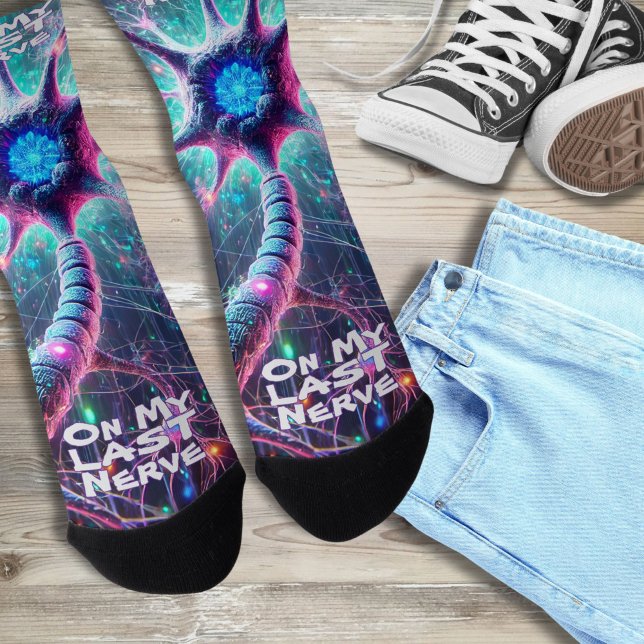 "On My Last Nerve" Humourous Science Biology Socks ("On My Last Nerve" Funny Science Socks for Science Geeks, Lab Techs, Doctors, and Teachers)