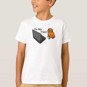 On My Puter Funny Computer Orange Cat Meme T-Shirt