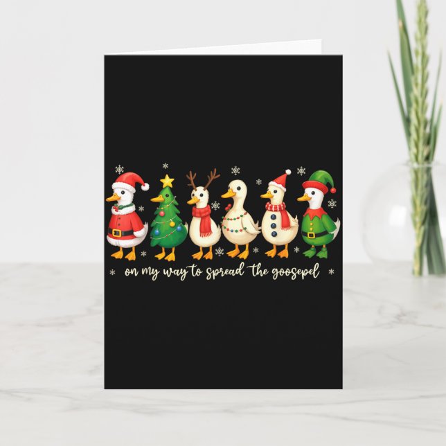 On My Way To Spread The Gospel Funny Goose Christi Card (Front)