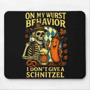 On My Wurst Behavior Funny Skeleton And Dog Mouse Pad