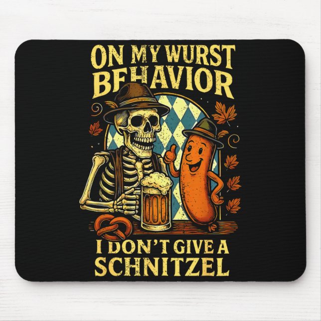 On My Wurst Behavior Funny Skeleton And Dog  Mouse Pad (Front)