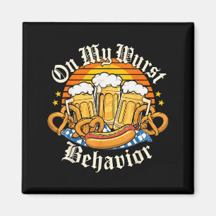 On My Wurst Behavior Retro Groovy Beer Magnet