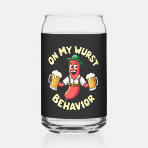 On My Wurst Behaviour Funny Oktoberfest Festival Can Glass