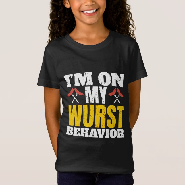 On My Wurst Behaviour Funny Oktoberfest T-Shirt (Front)