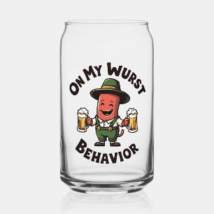 On My Wurst Behaviour Oktoberfest Funny  Can Glass