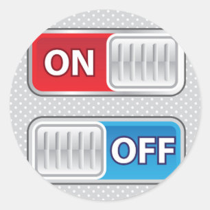 On Off Switch Web style Classic Round Sticker