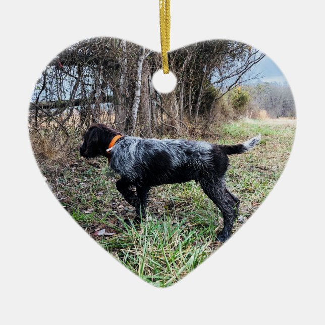 On point puppy ceramic tree decoration (Front)