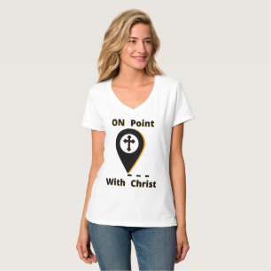 On Point With Christ Biblical Womens V-Neck T-Shirt