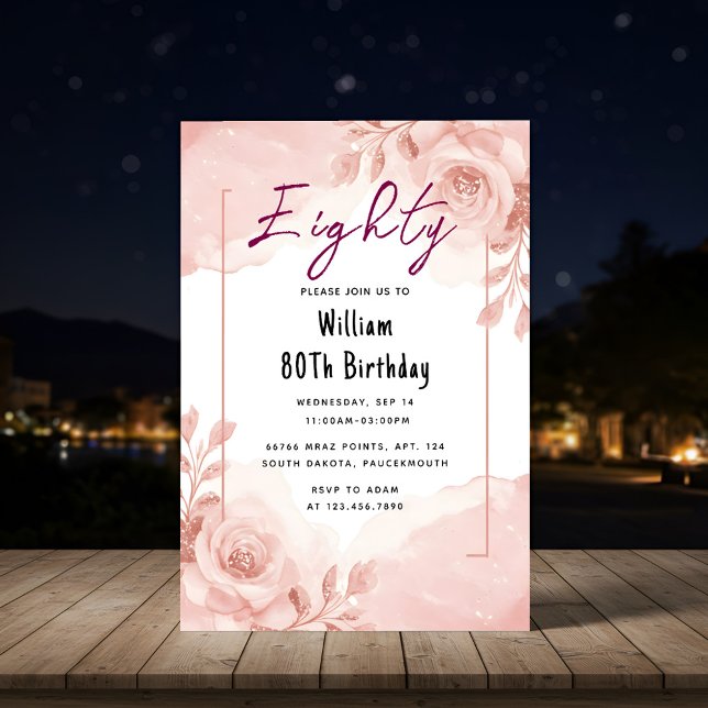 On Retro Fun Adult Humour Happy Chic 80th Birthday Invitation (Creator Uploaded)