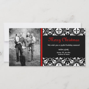 ON SALE! Red Christmas Damask Photo CARD