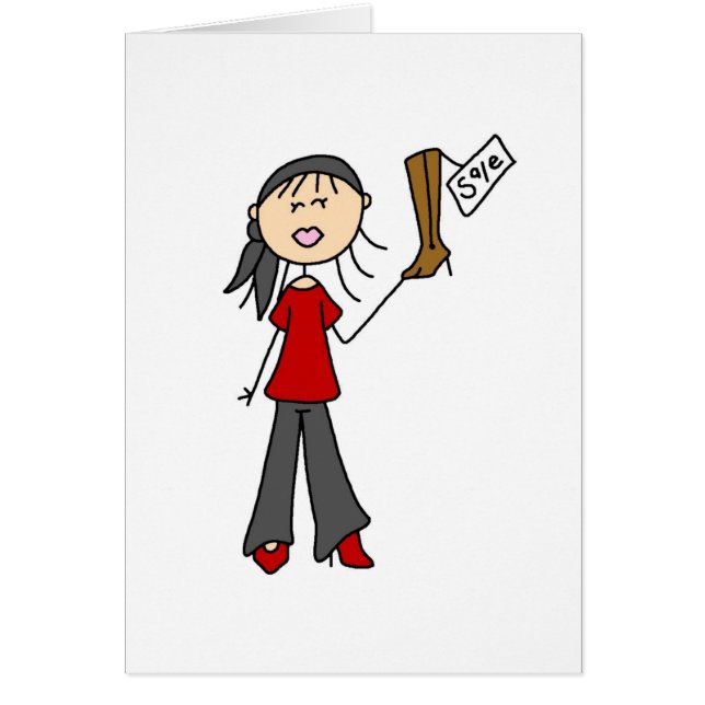 On Sale Shopping Stick Figure Card (Front)