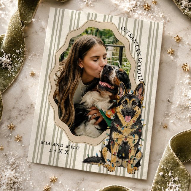 On Santa's Good List German Shepherd  Holiday Card (On Santa's Good List German Shepherd Holiday Card)