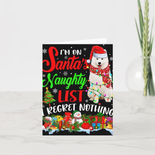 On Santas Naughty List Xmas American Eskimo  Card (Front)