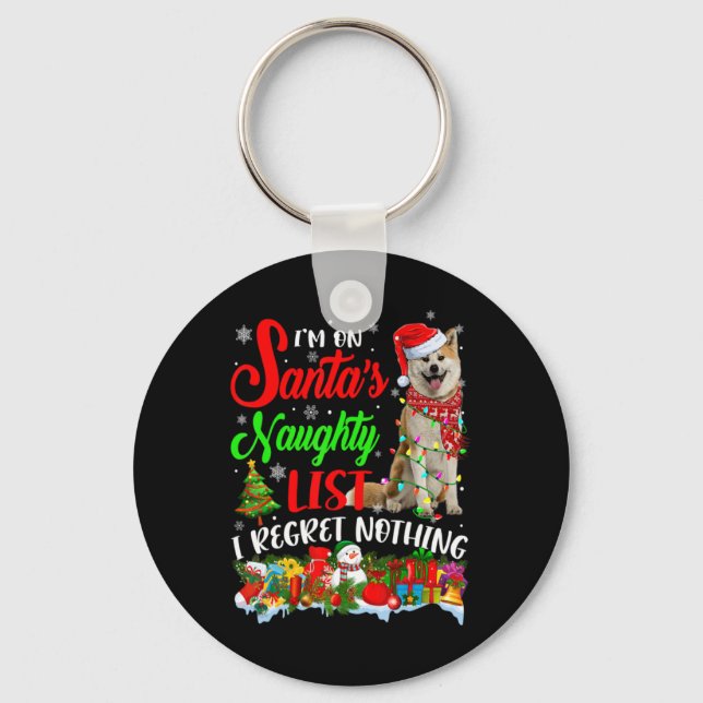 On Santas Naughty List Xmas Shiba Inu  Key Ring (Front)