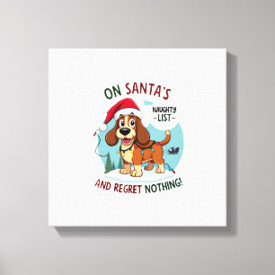 On Santa's Xmas Naughty List Regret Nothing Basset Canvas Print