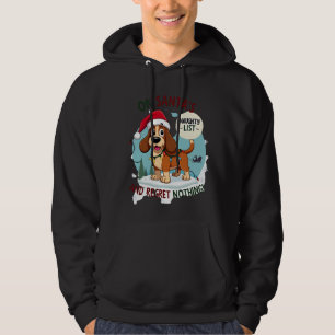 On Santa's Xmas Naughty List Regret Nothing Basset Hoodie