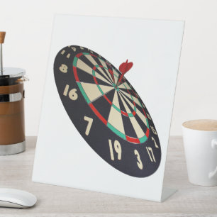 On Target: Dart Has Hit The Dartboard In Bullseye, Pedestal Sign