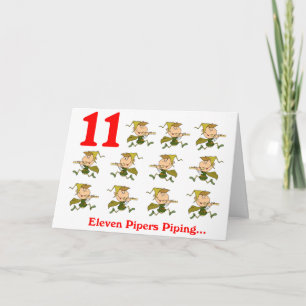 On the 11th Day of Christmas eleven Pipers piping Holiday Card