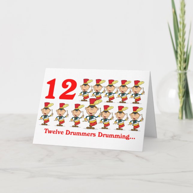 On the 12th Day of Christmas twelve Drummers drums Holiday Card (Front)