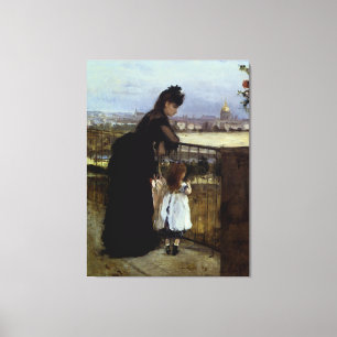 On The Balcony by Berthe Morisot Canvas Print
