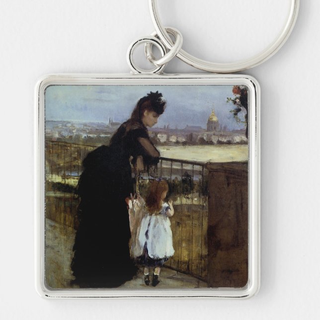 On The Balcony by Berthe Morisot Key Ring (Front)