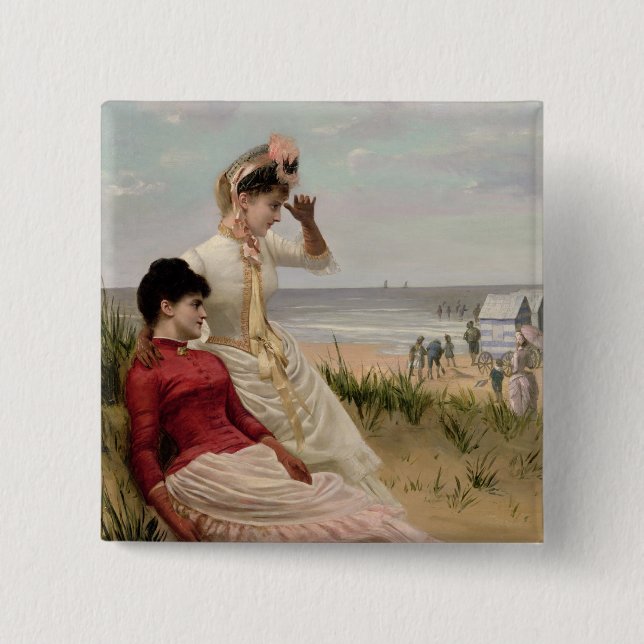 On the Beach 15 Cm Square Badge (Front)