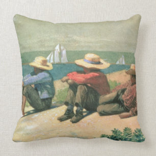 On the Beach, 1875 (w/c) Cushion