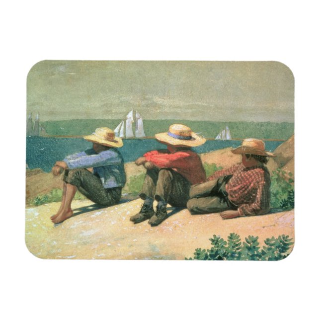 On the Beach, 1875 (w/c) Magnet (Horizontal)