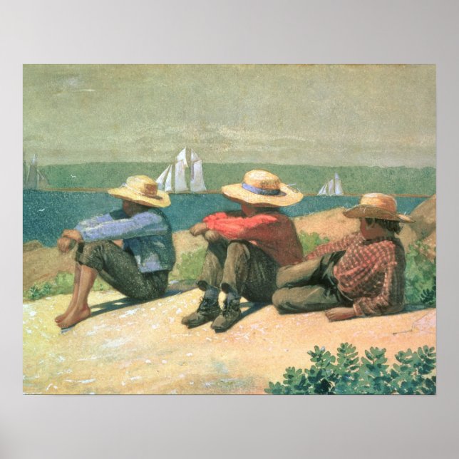 On the Beach, 1875 (w/c) Poster (Front)