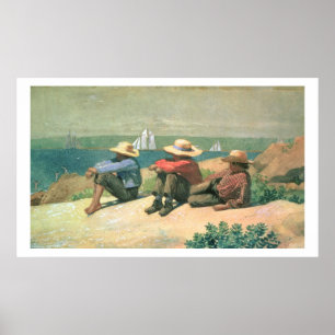 On the Beach, 1875 (w/c) Poster