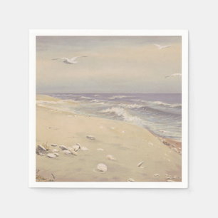 On the Beach (1879) – Vintage Coastal Art Napkin