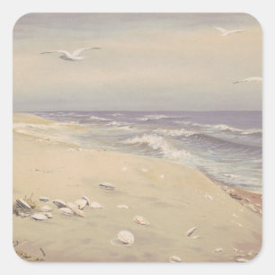 On the Beach (1879) – Vintage Coastal Art Square Sticker