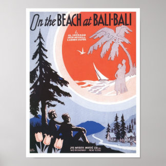 On The Beach at Bali Bali Songbook Cover Poster