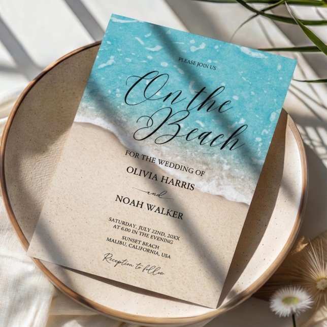 On The Beach Blue Ocean wedding Invitation (Creator Uploaded)