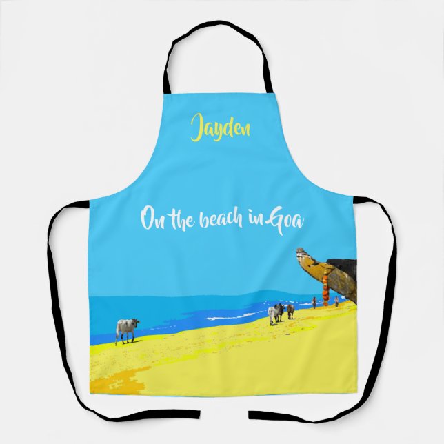 On the beach in Goa, tropical sand, your name Apron (Front)