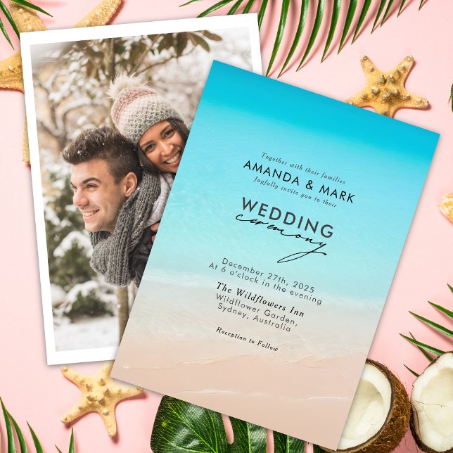 On the beach Nautical Photo Wedding Invitation (Creator Uploaded)