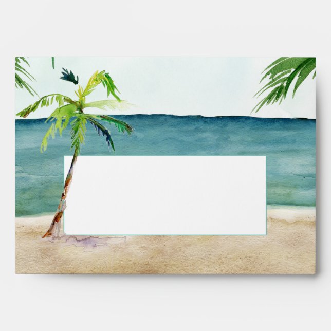 On The Beach Personalised Wedding Envelopes (Front)