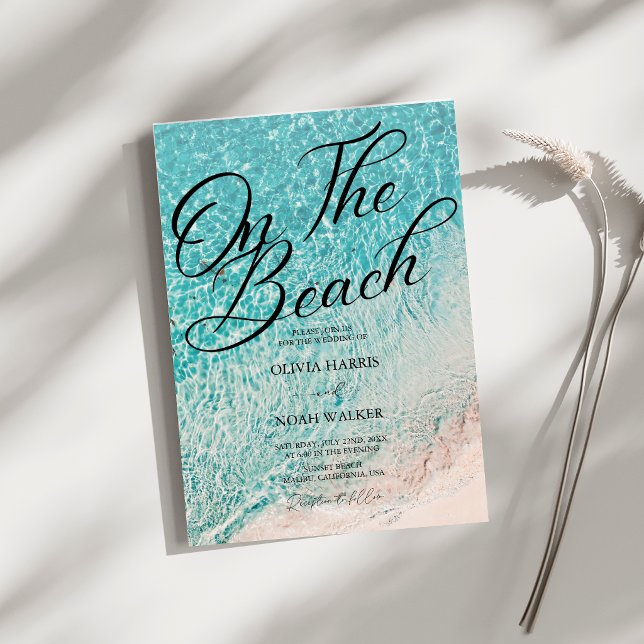 On The Beach Summer blue tropical  wedding Invitation (Creator Uploaded)