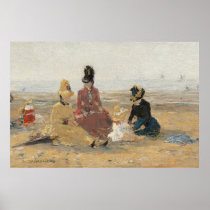 On the Beach Trouville 1887 by Eugene Boudin Poster