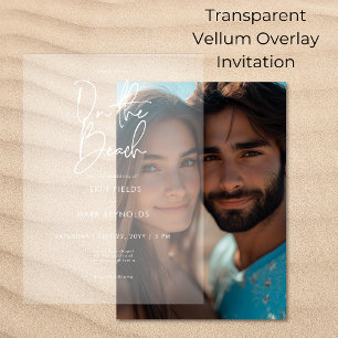  On the Beach Vellum Overlay Light Wedding Invitations