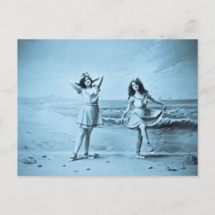 On The Beach vintage 1902 Postcard