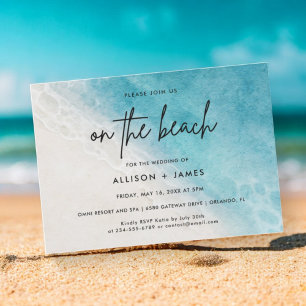 On The Beach Watercolor Destination Wedding Invitation