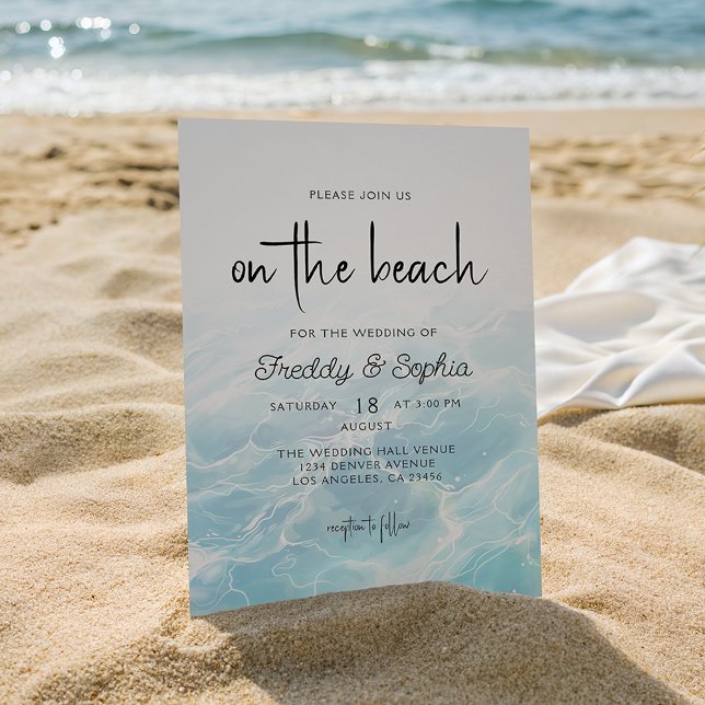 On the Beach Watercolor Summer Wedding Invitation (Creator Uploaded)
