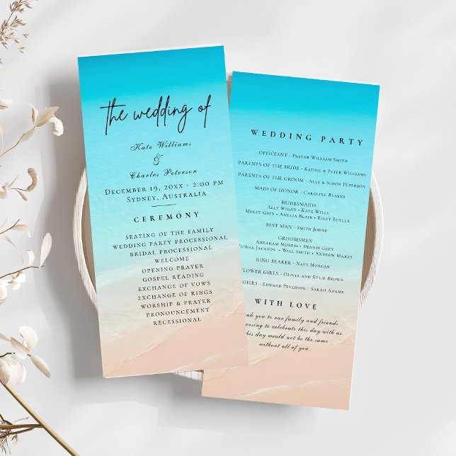 On the beach Wedding Program  Menu (Creator Uploaded)