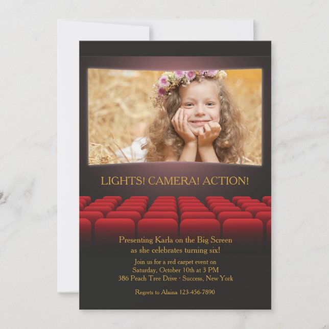 On the Big Screen Photo Invitation (Front)