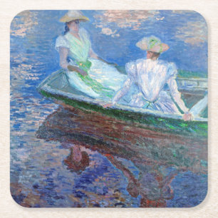 On the Boat, Monet Square Paper Coaster