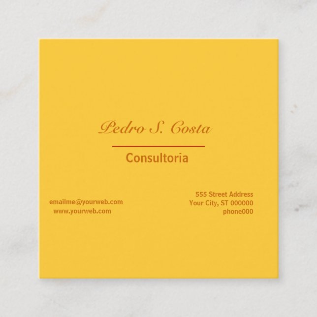On the Bold Side. Plain Cautionary Yellow Vibrant Square Business Card (Front)