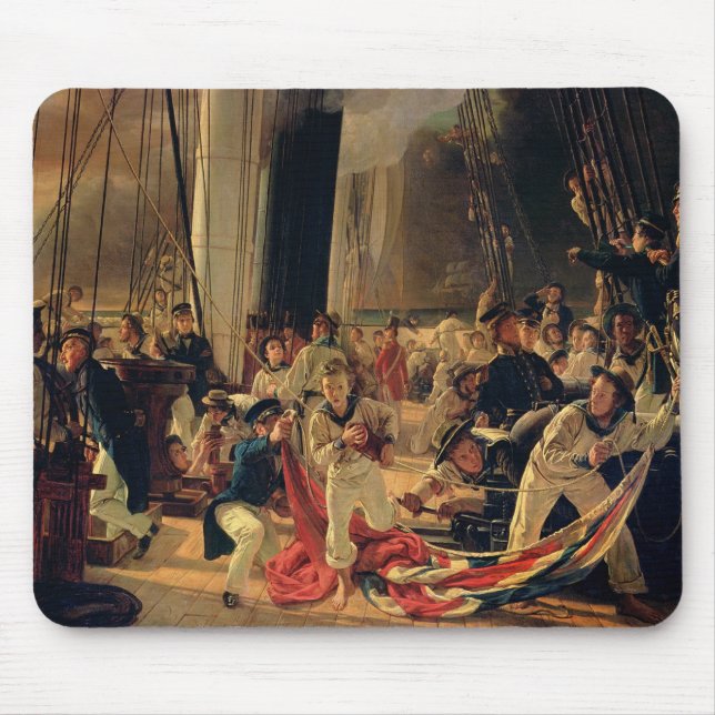 On the deck during a sea battle, 1855 mouse pad (Front)