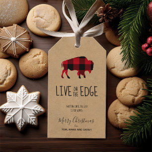 On the Edge Buffalo Black & Red Plaid/Kraft ID602 Gift Tags